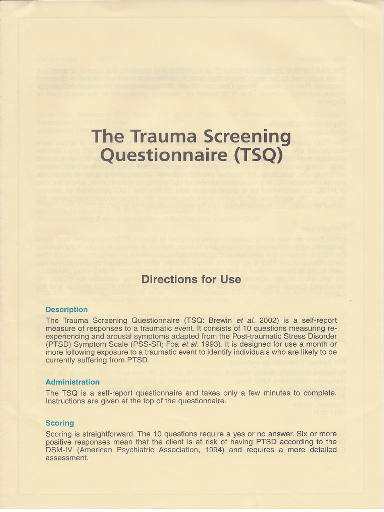 The Trauma Screening Questionnaire | PDF