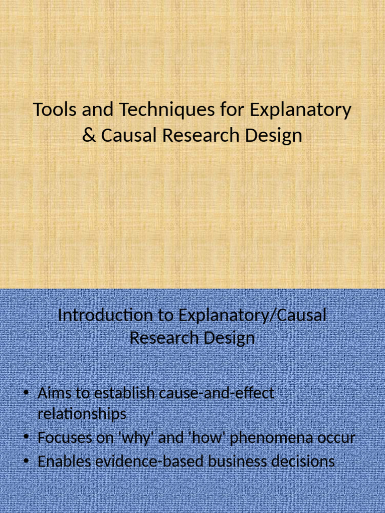 Causal Research Design Tools & Techniques | PDF | Causality | Experiment
