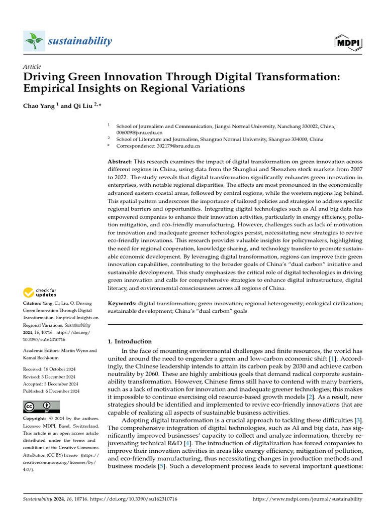 Digital Transformation's Impact on Green Innovation | PDF | Innovation ...
