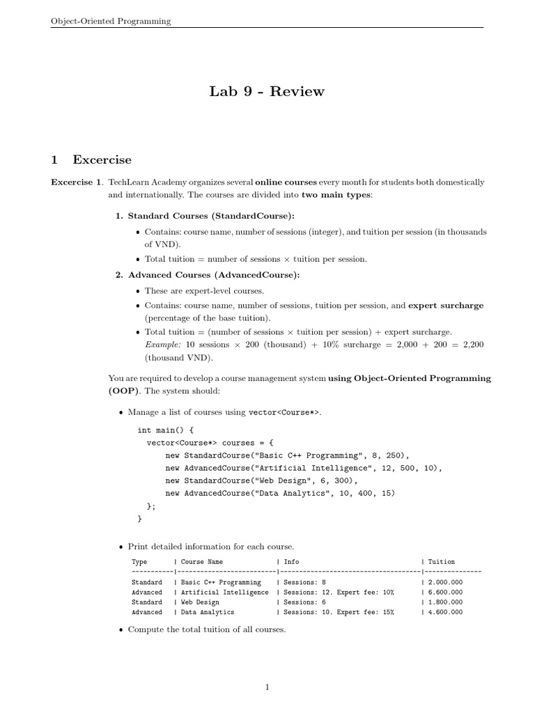 Course Management System in OOP | PDF | Object Oriented Programming ...
