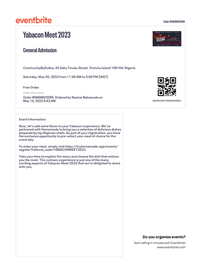 Yabacon Meet 2023 Order Details | PDF
