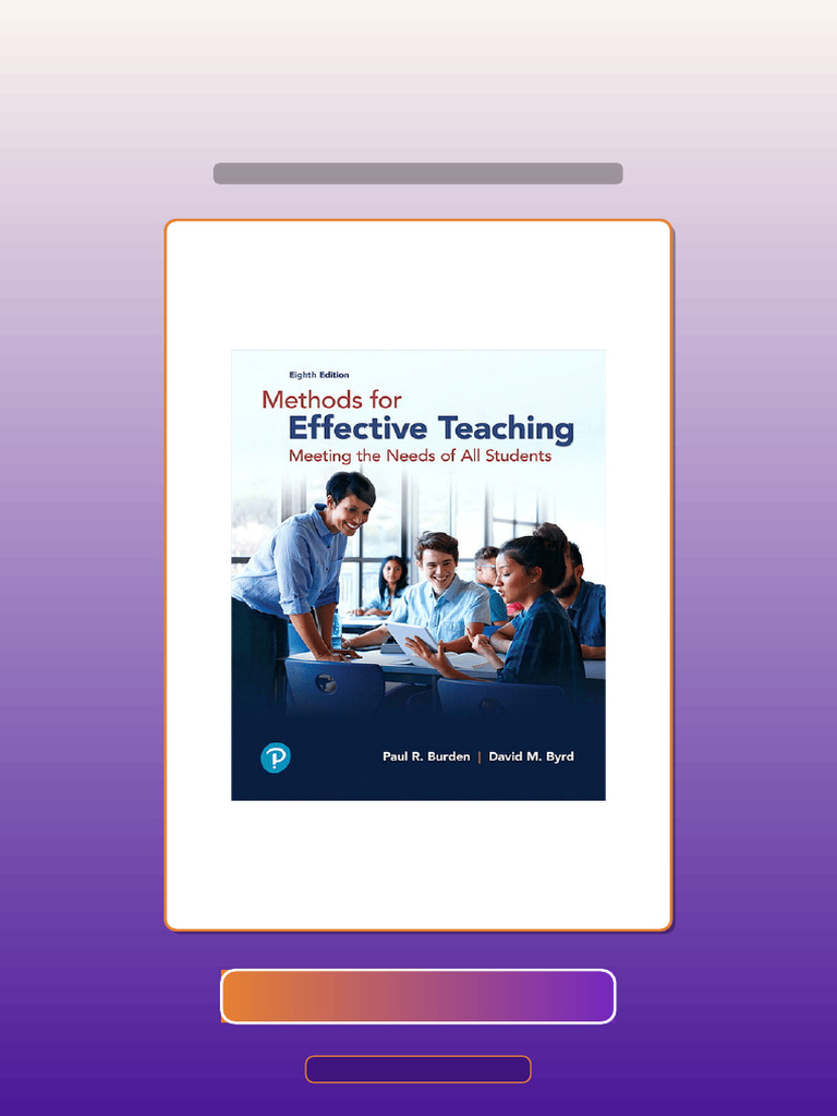 Authorized Methods For Effective Teaching 8th Edition Paul R Burden ...