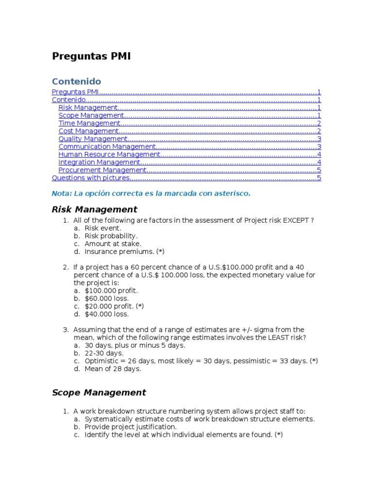 PMI Questions and Answers Guide | PDF | Project Management | Production ...
