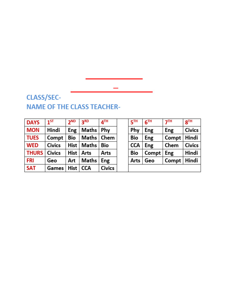 2.time Table - New | PDF