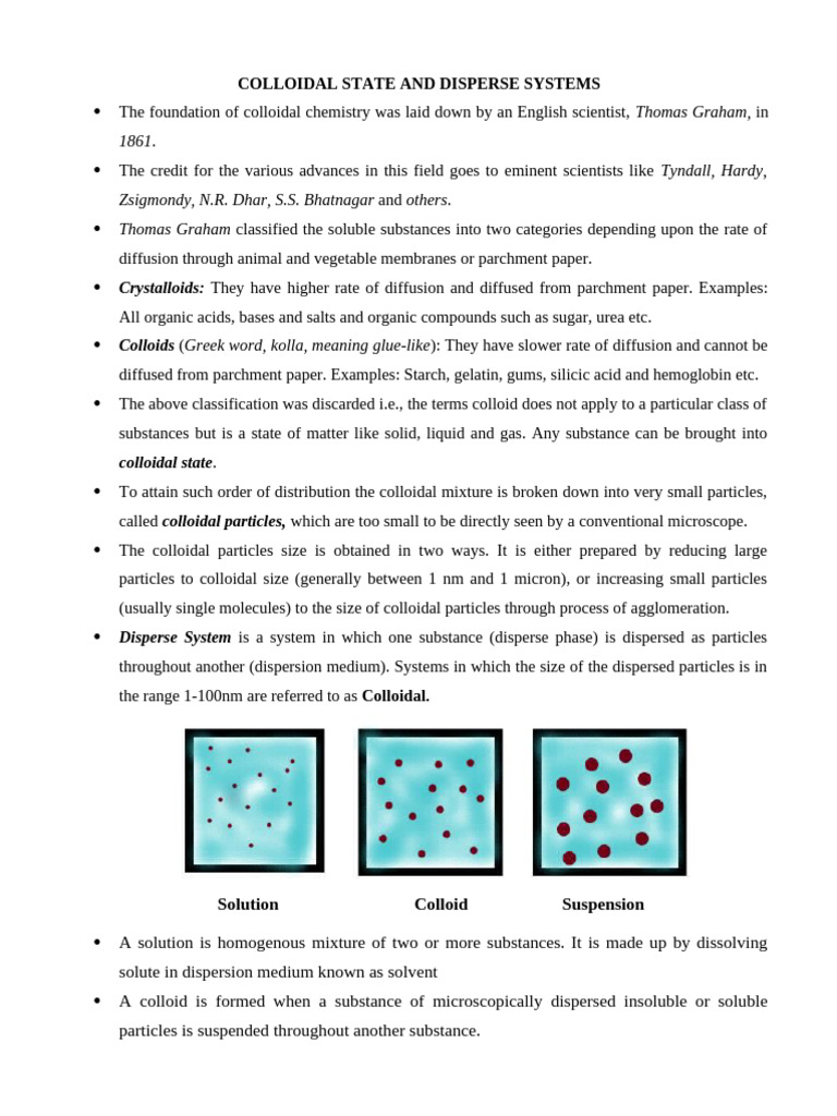Colloidal Chemistry: States & Systems | PDF | Colloid | Mixture