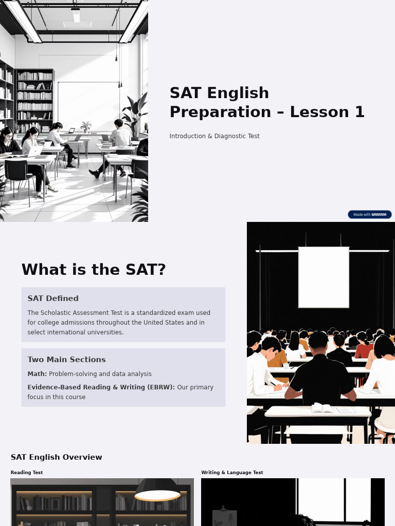 SAT English Prep: Intro & Diagnostic Test | PDF | Sat | Human Communication