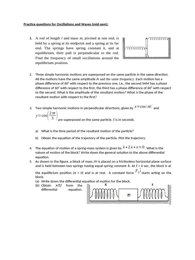 Oscillations and Waves Practice Questions | PDF | Oscillation | Mechanics