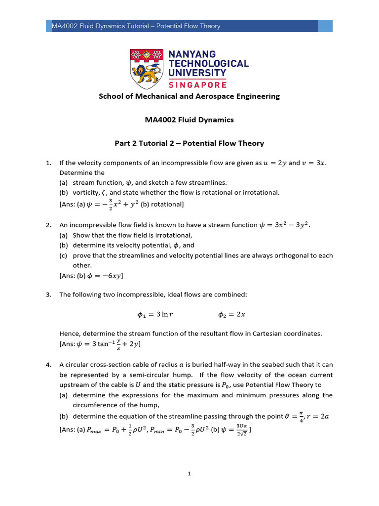 Fluid Dynamics: Potential Flow Theory Guide | PDF | Fluid Dynamics ...