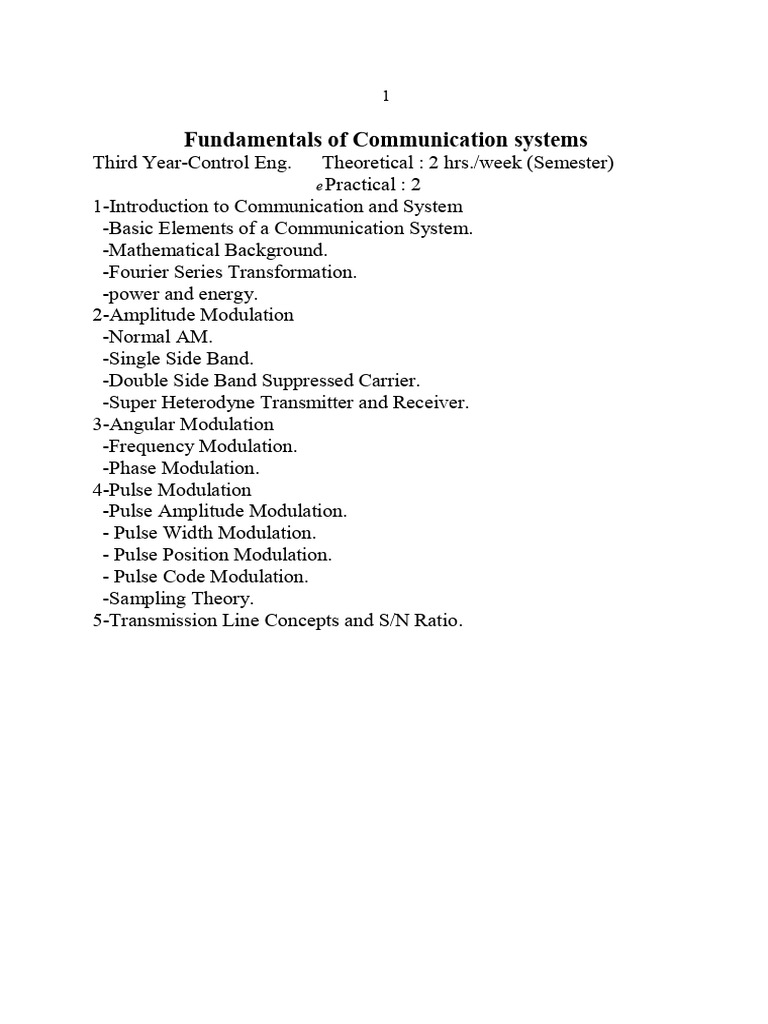 Communication Systems Overview | PDF | Frequency Modulation | Spectral ...