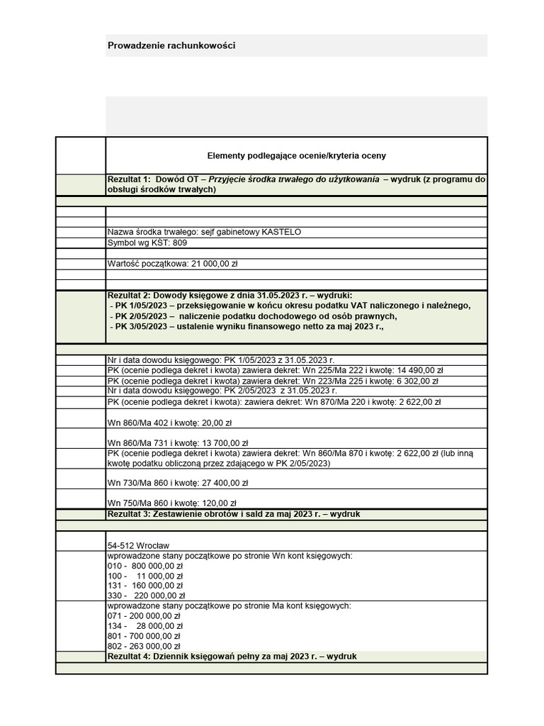 Zasady Oceniania Z. 01 EKA.07!01!23.06-SD | PDF
