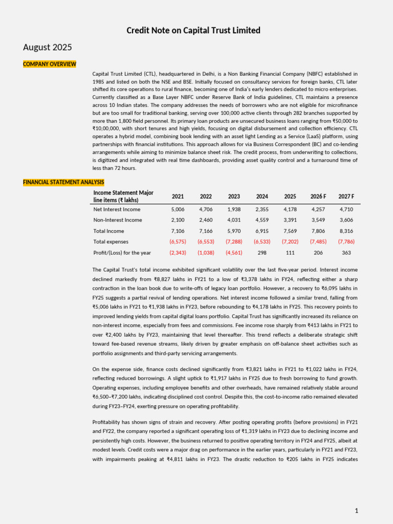 Capital Trust Credit Note | PDF | Leverage (Finance) | Equity (Finance)