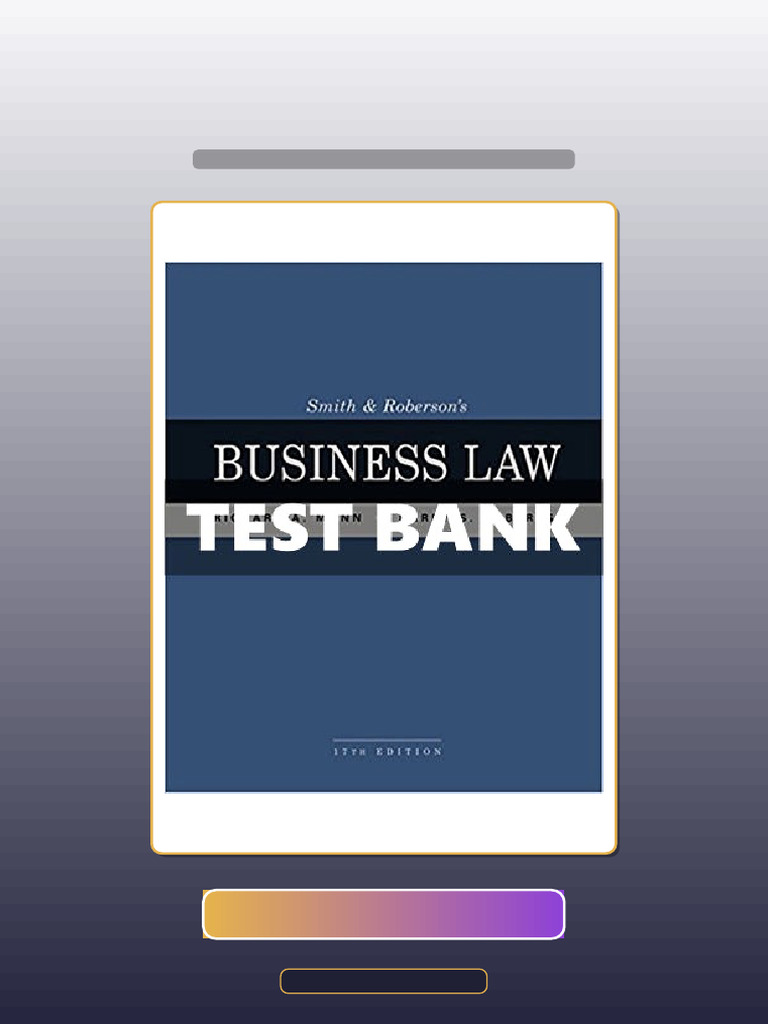 Smith and Robersons Business Law 17 Ed Mann Ebook and