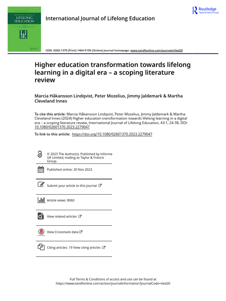 Higher Education's Digital Lifelong Learning | PDF | Learning | Analysis