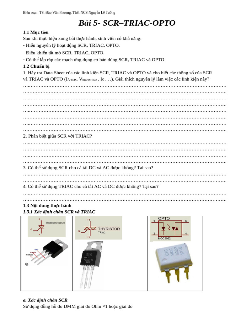 Bài 5 TN Scr-Triac-Opto | PDF