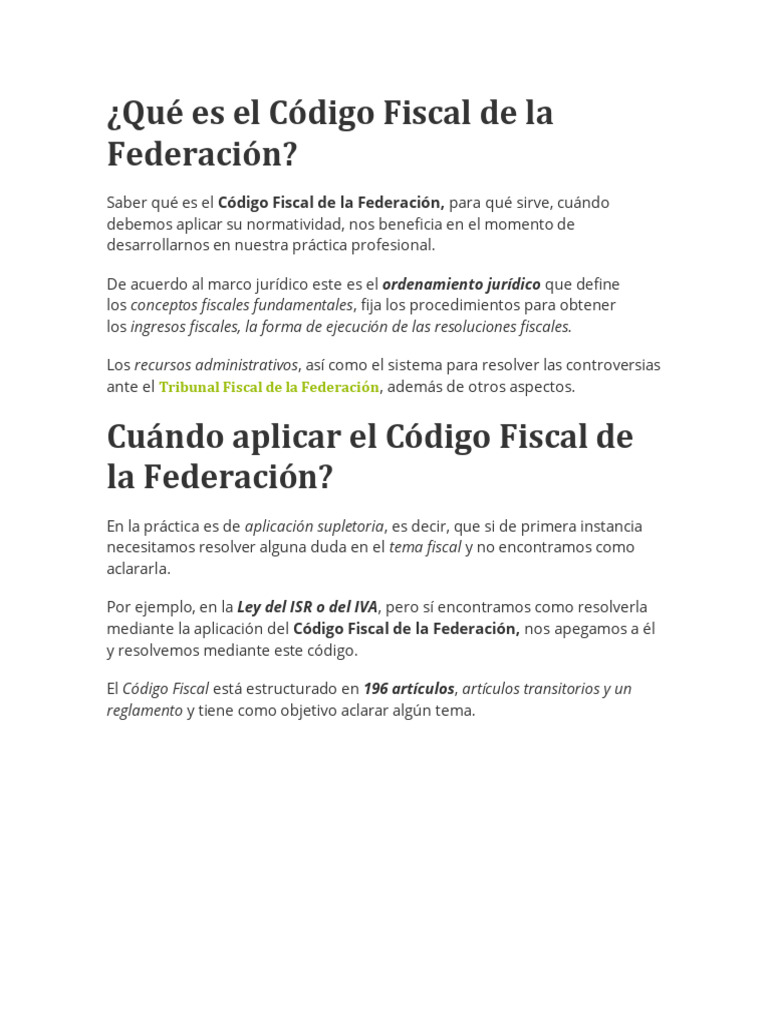 Código Fiscal de la Federación: Guía Esencial | PDF | Fiscal | aduana