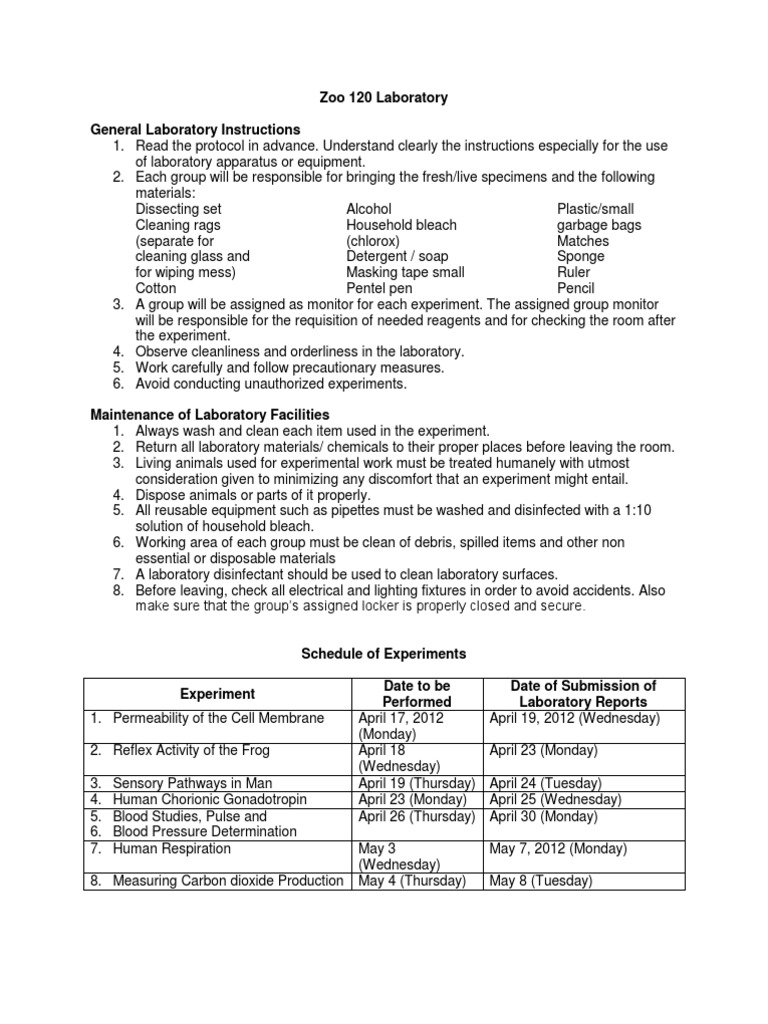 Zoo 120 Lab Report Guidelines | PDF | Breathing | Human Chorionic ...