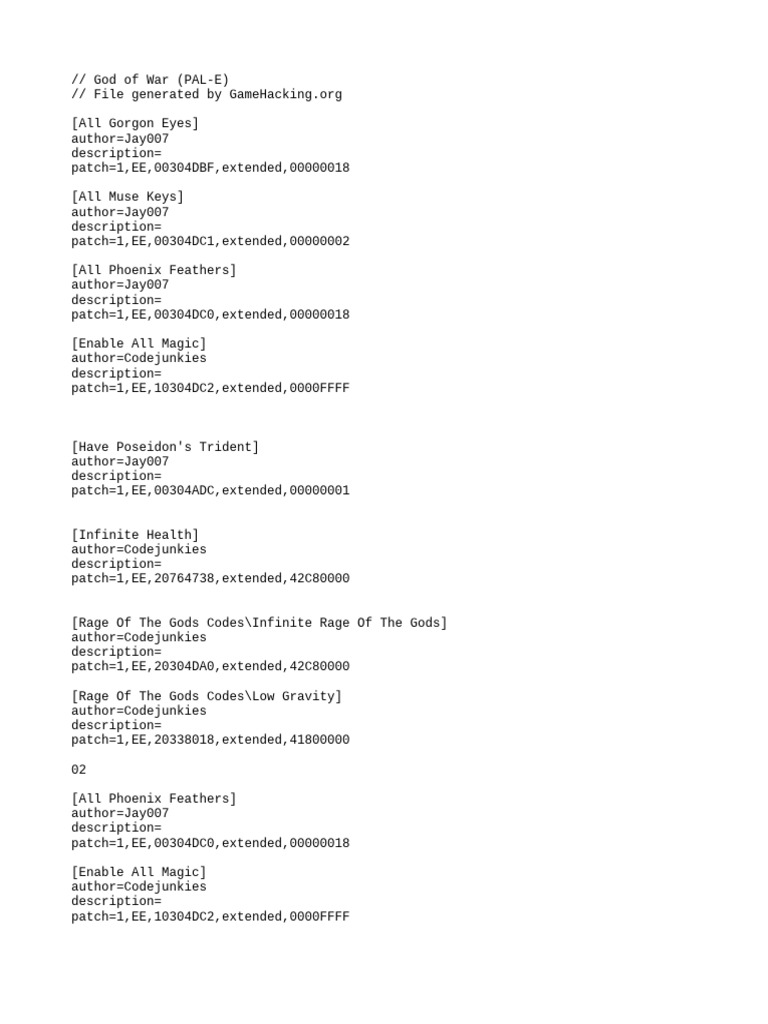 God of War Cheat Codes Guide | PDF