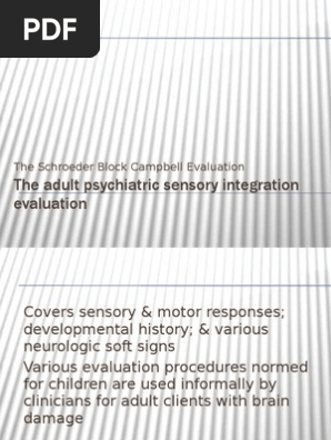 Adult Psychiatric Sensory Integration Evaluation