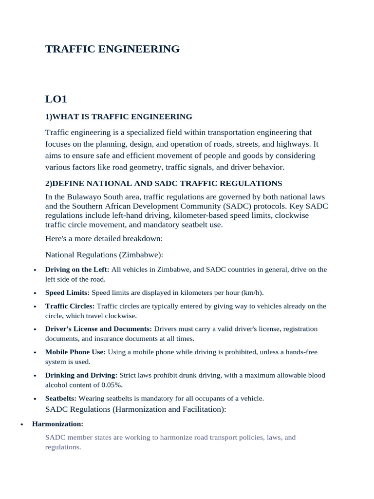 Traffic Engineering and Regulations Overview | PDF | Intersection (Road ...