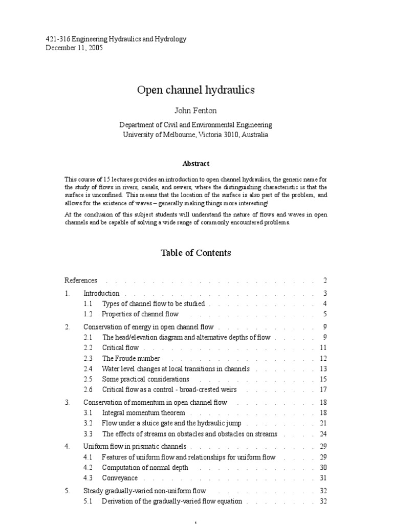 Open Channel Hydraulics Overview | PDF | Momentum | Fluid Dynamics