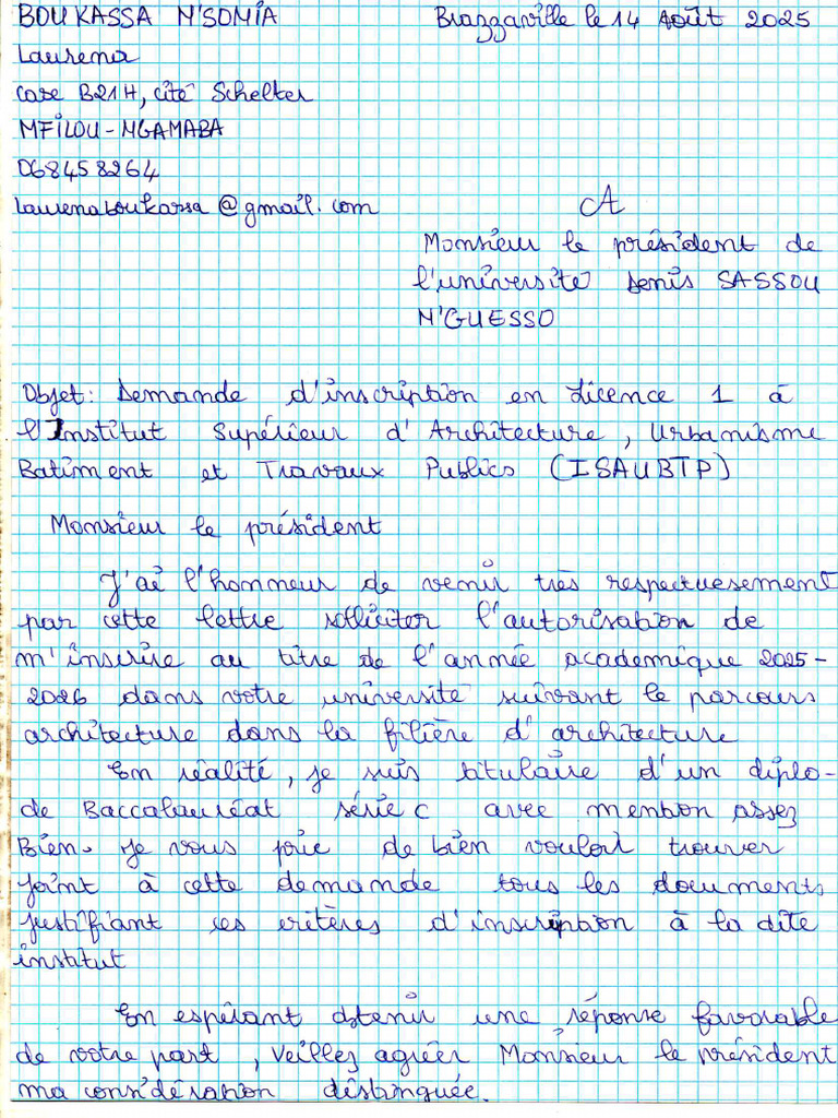 Demande Manuscrite PDF