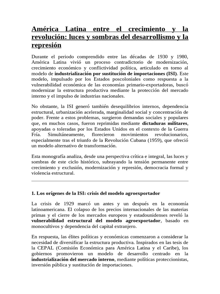 Crecimiento y represión en América Latina | PDF | America latina ...