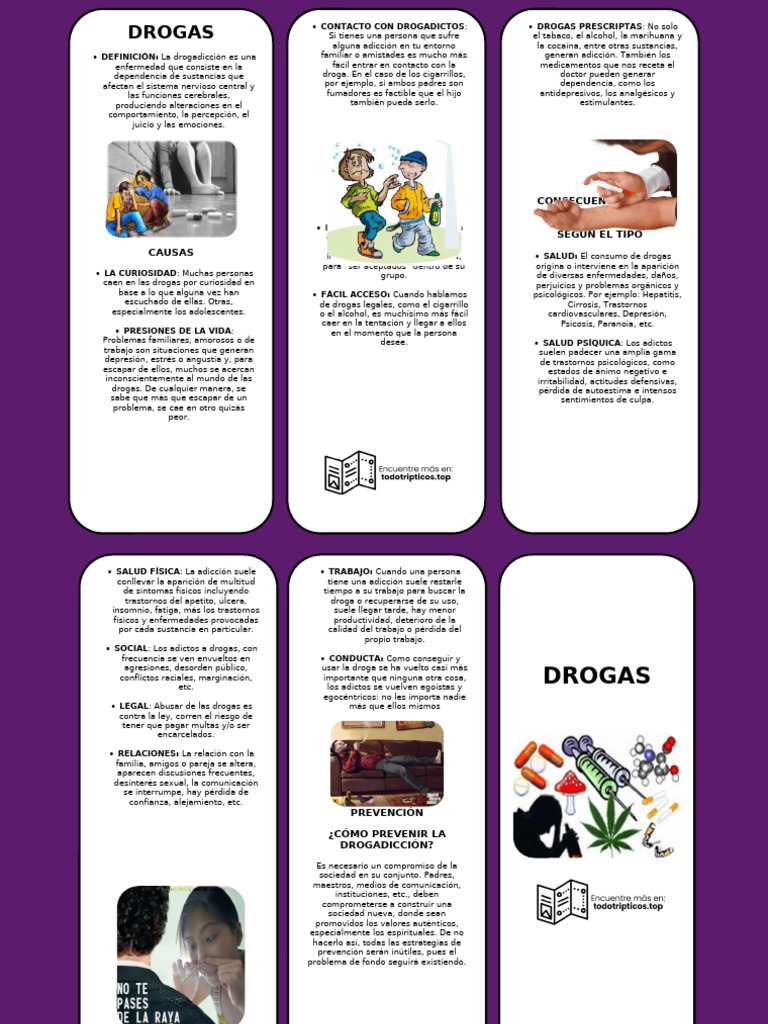 Triptico de Las Drogas | PDF | Drogas | La dependencia de sustancias