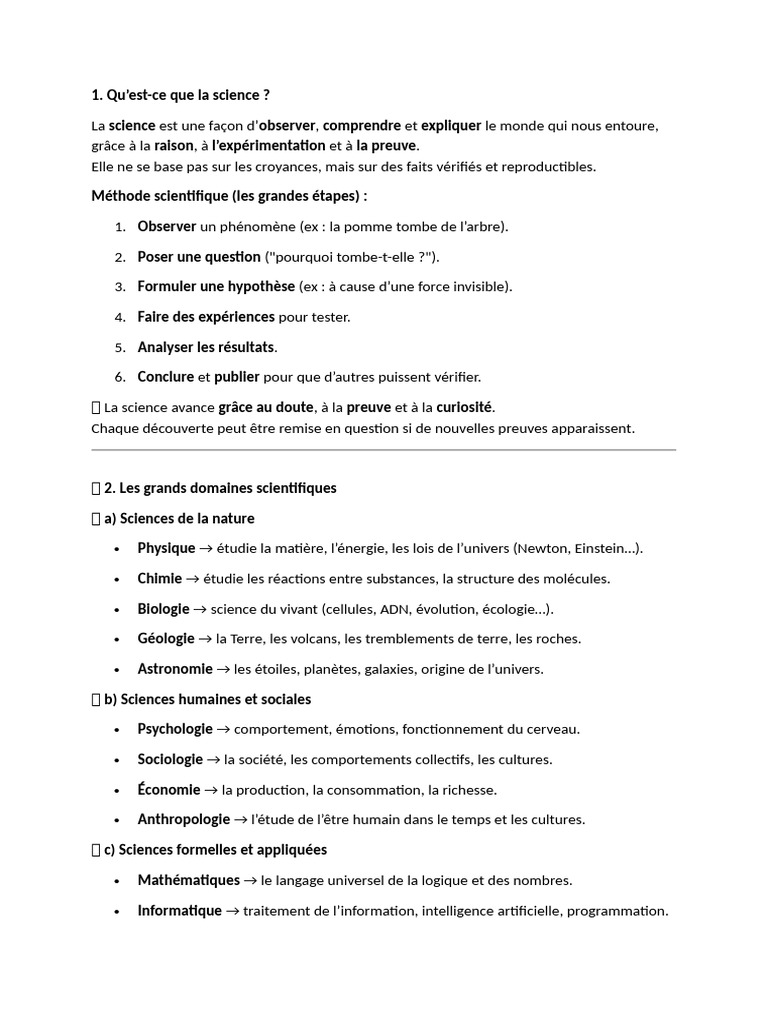 Introduction à la science et ses domaines | PDF | Science ...