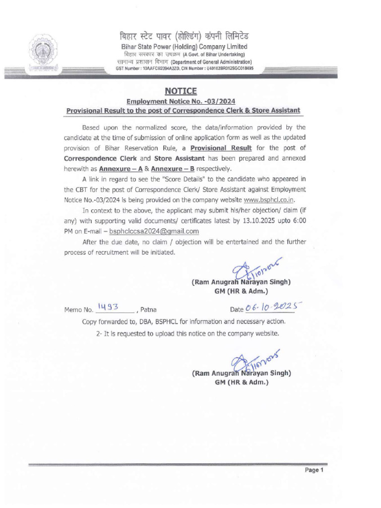 Result of BSPHCL | PDF