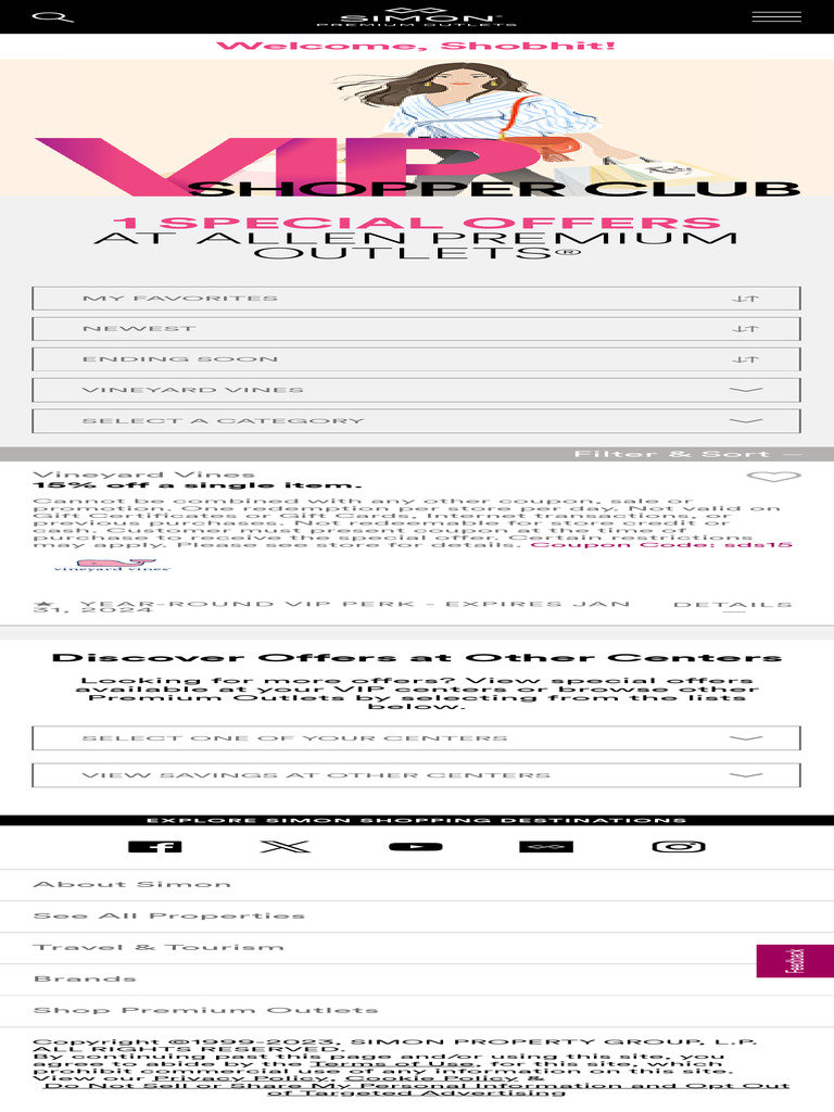 VIP Coupons - Premium Outlets - Allen Premium Outlets® | PDF