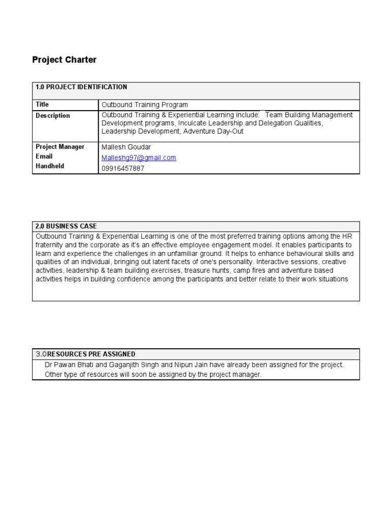 Outbound Training Program Overview | PDF | Team Building | Leadership