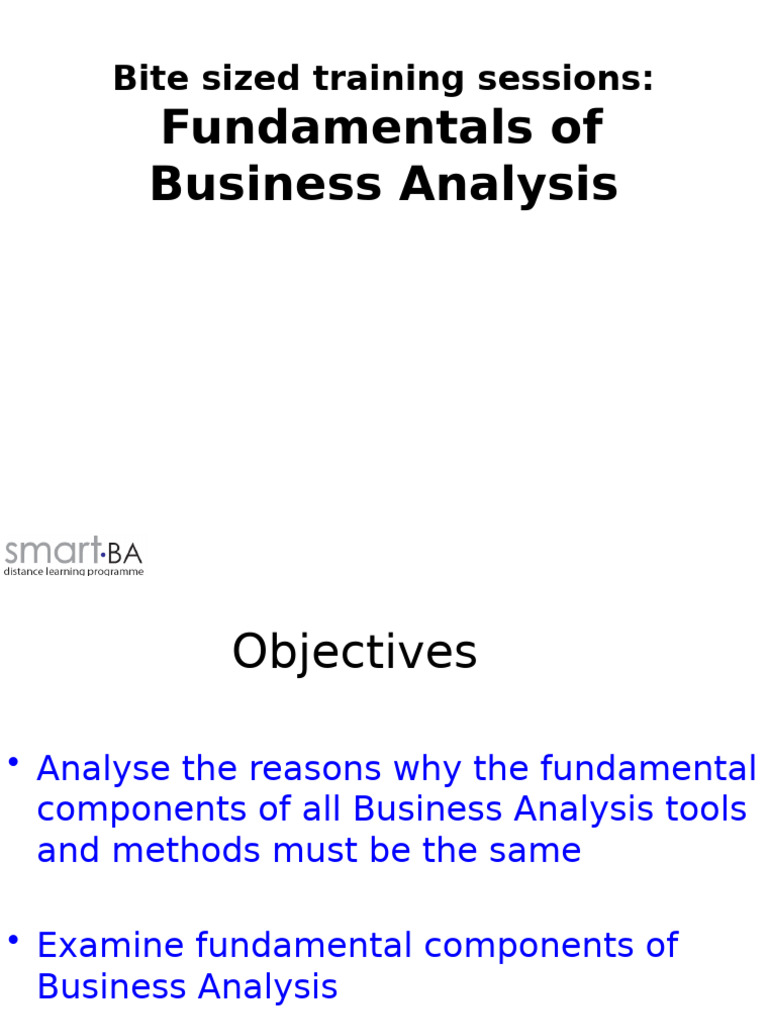 Business Analysis Fundamentals Training | PDF | Business Analysis ...