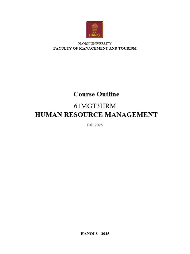 Human Resource Management Course Outline | PDF | Human Resource ...