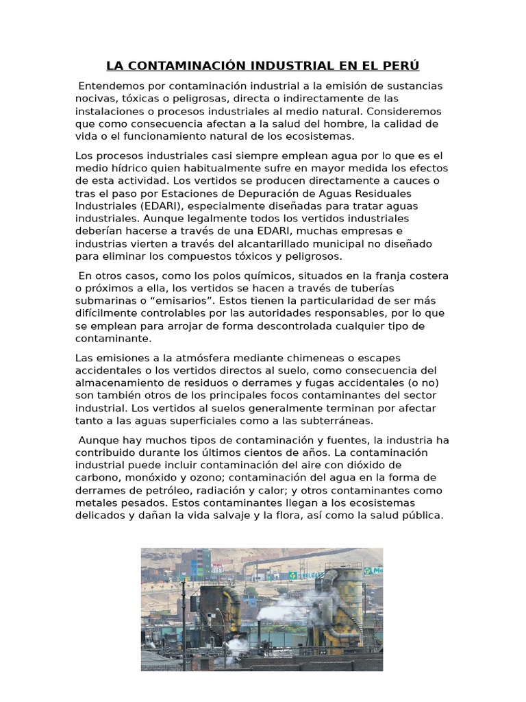 Contaminación Industrial en Perú | PDF | Contaminación | Residuos