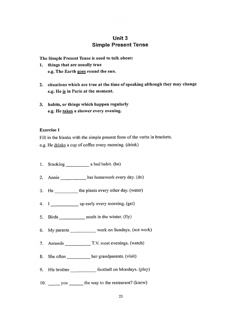 Unit 3 Simple Present | PDF