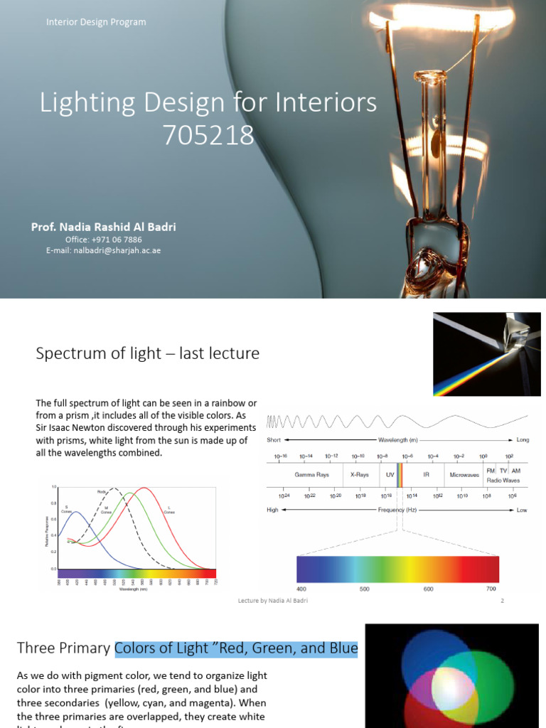 Lecture 3 - Lighting Design For Interiors | PDF | Color | Light