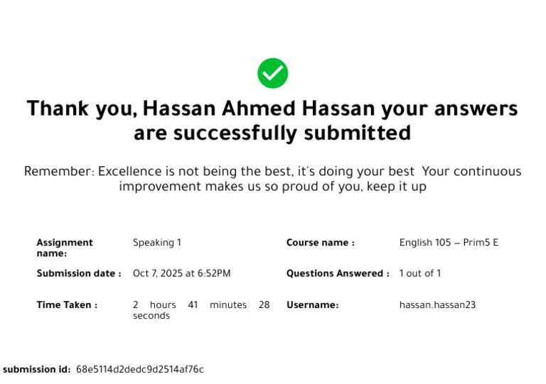 Speaking 1 - English 105 - Hassan Hassan | PDF