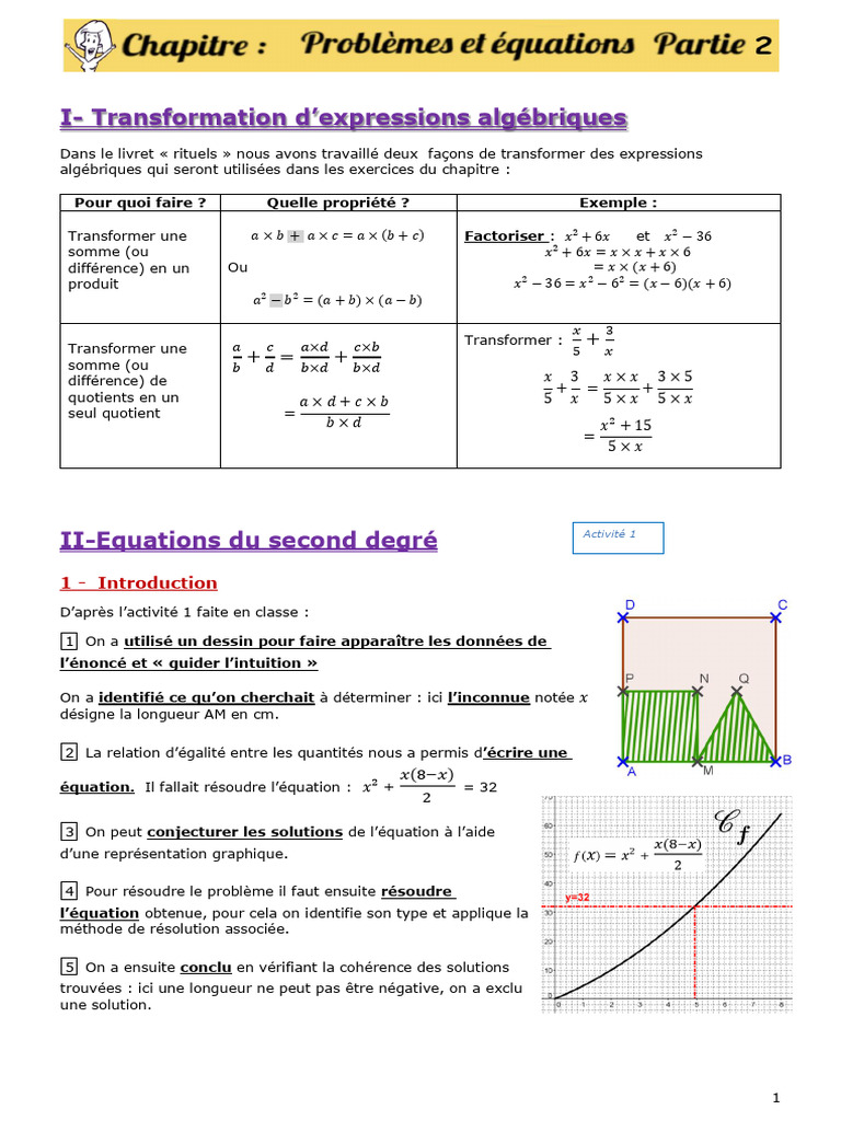 Transformation et résolution d'équations | PDF | Équation du second ...