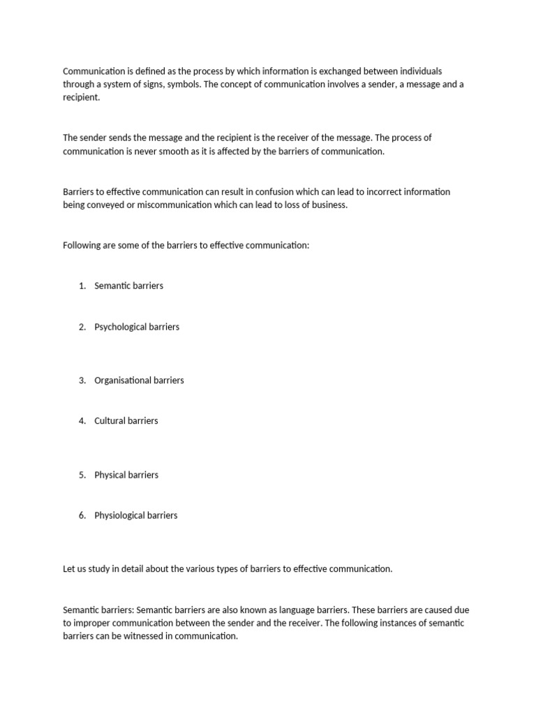 Barriers to Effective Communication | PDF | Communication | Information