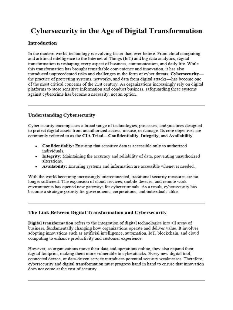 Cybersecurity Amid Digital Transformation | PDF | Security | Computer ...