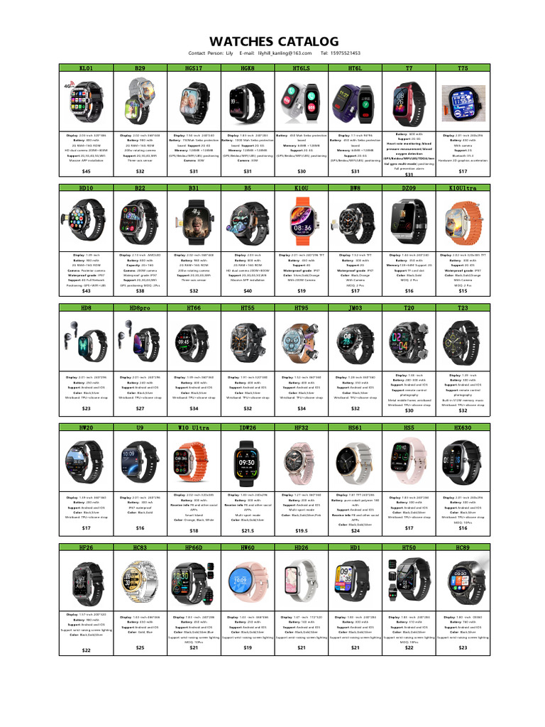 Comprehensive Smartwatch Catalog | PDF | Consumer Electronics
