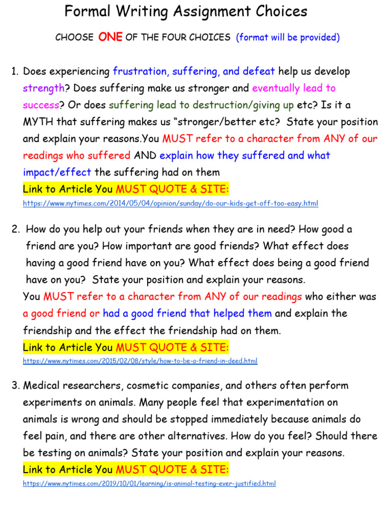 Martell Copy of Formal Writing Assignment Choices | PDF | Loneliness ...