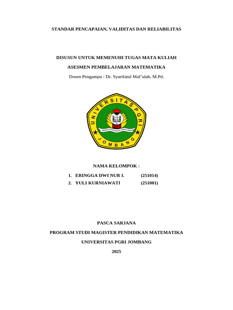Standar Pencapaian Asesmen Matematika | PDF