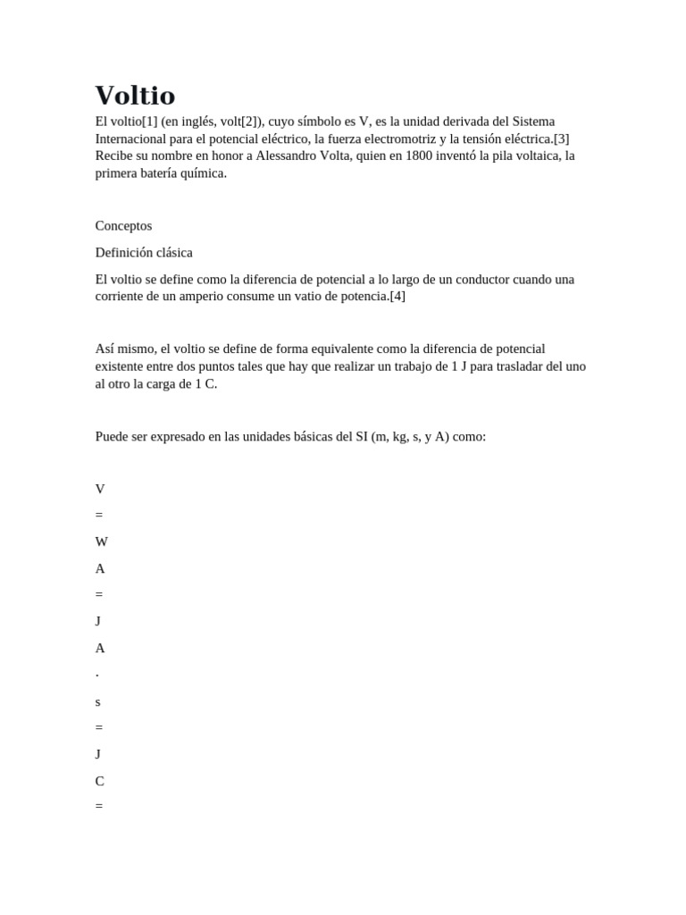 Definición y historia del voltio | PDF | Voltio | Unidades de medida