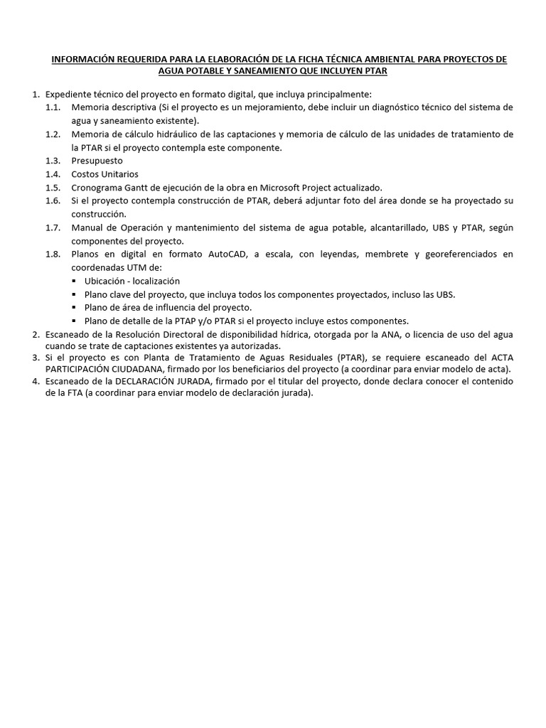 Requerimiento FTA | PDF