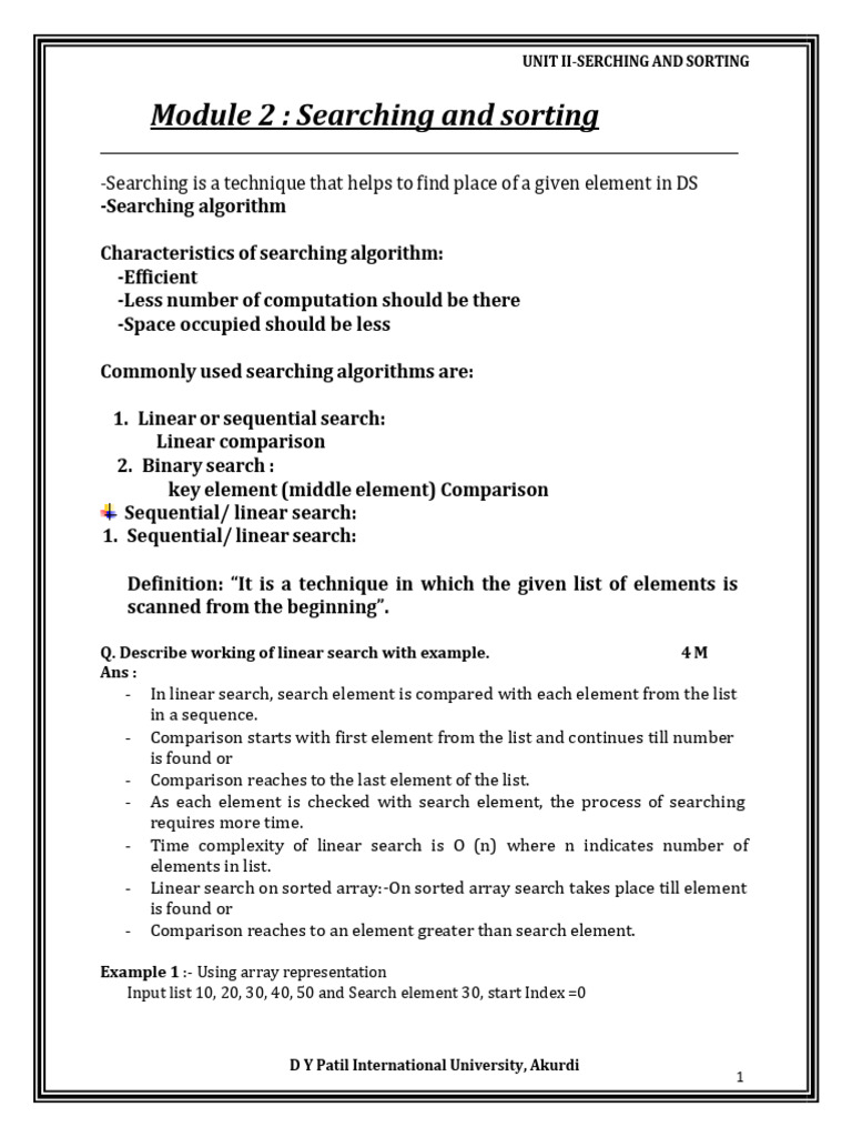 Searching and Sorting Algorithms Guide | PDF | Time Complexity ...