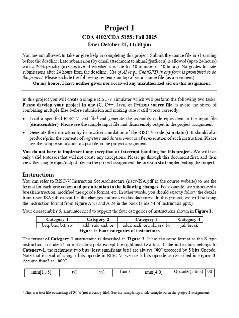 RISC-V Simulator Project Guidelines | PDF | Filename | Computer File