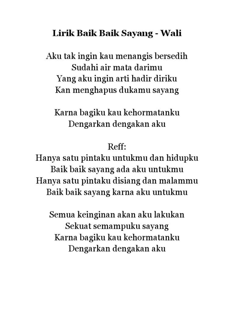Lirik Baik Baik Sayang