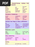 List of Transitional Words for Writing Essays
