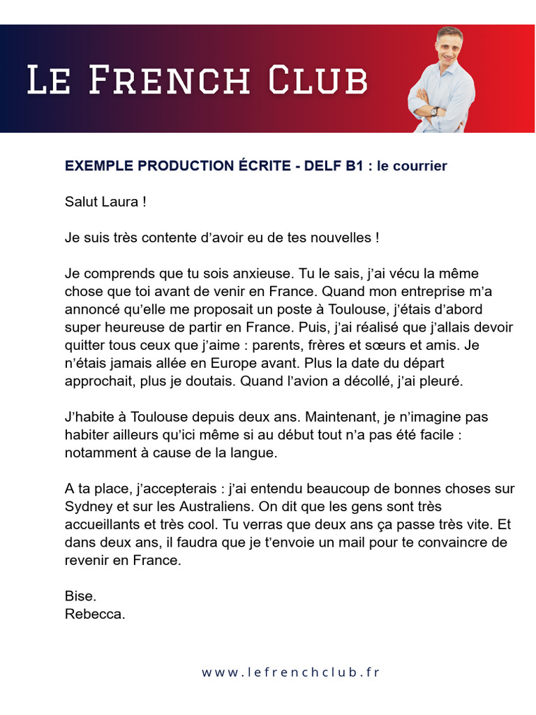 Exemple de courrier DELF B1 | PDF